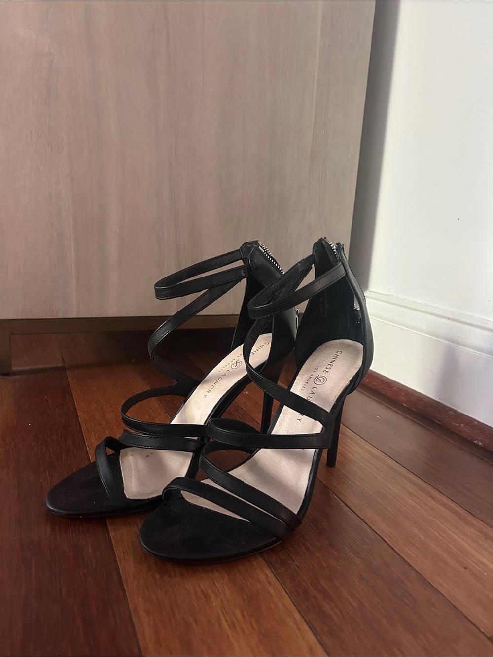 Chinese Laundry Black Strappy Stiletto Sandals